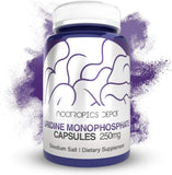 Nootropics Depot frasco delante que muestra 60 cápsulas y calidad comprobada