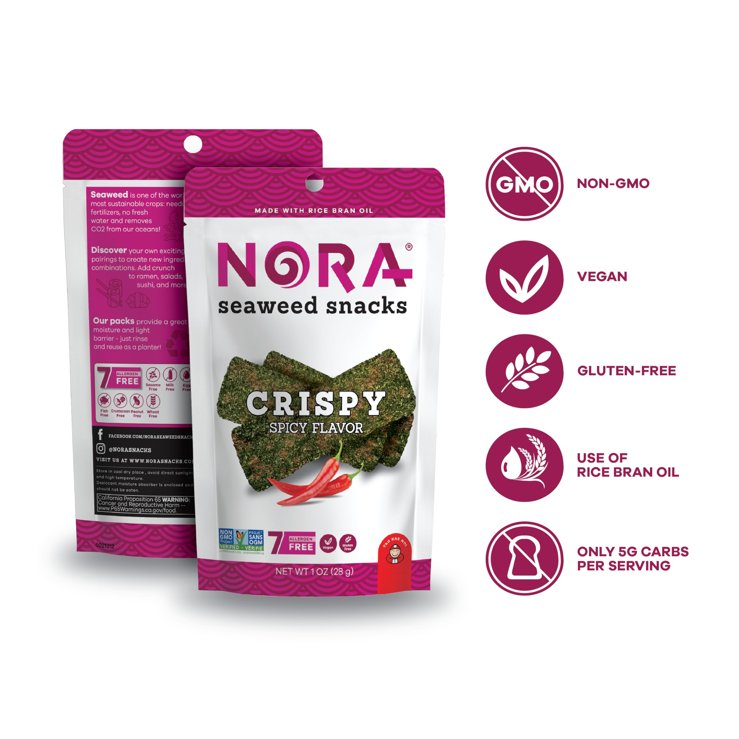 NORA primer plano de tiras de nori con textura crujiente y grosor