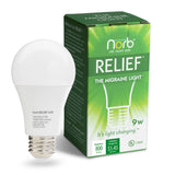 Norb bombilla frontal mostrando forma A19 y color verde relajante