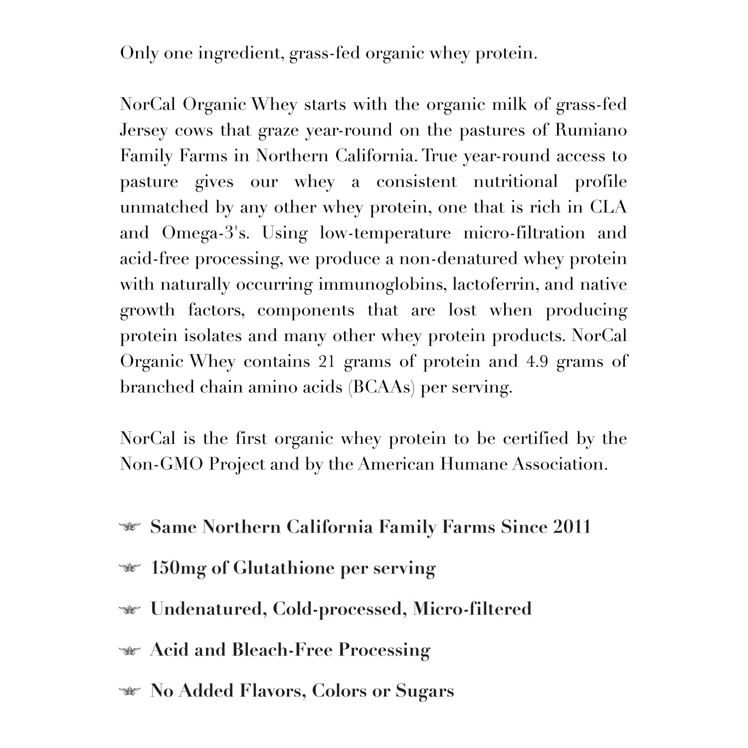 NorCal Organic etiqueta con certificaciones orgánicas y Non-GMO visibles