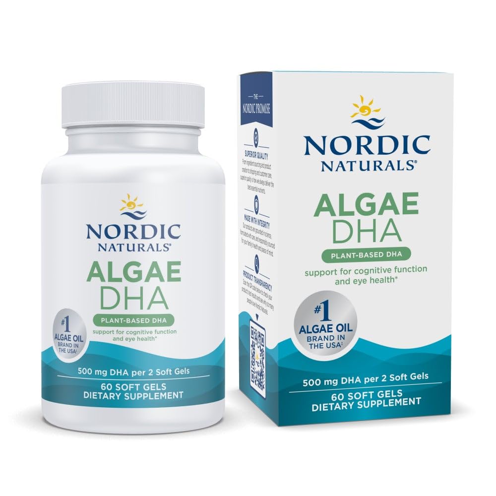 Nordic Naturals frente del empaque mostrando DHA vegano y beneficios