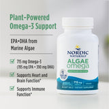 Nordic Naturals etiqueta lateral que destaca certificación vegana y pureza