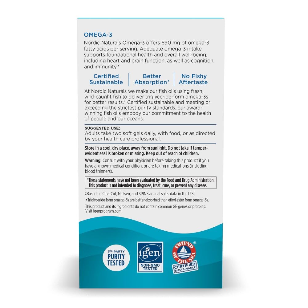 Nordic Naturals varias cápsulas sobre mesa resaltando el formato de 60 unidades