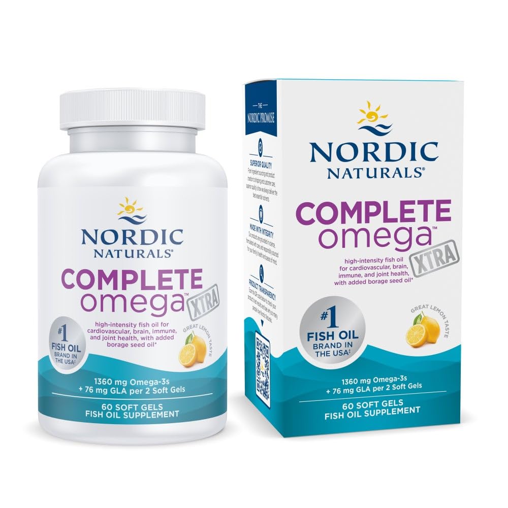 Nordic Naturals frasco frente mostrando etiqueta y beneficio de pureza