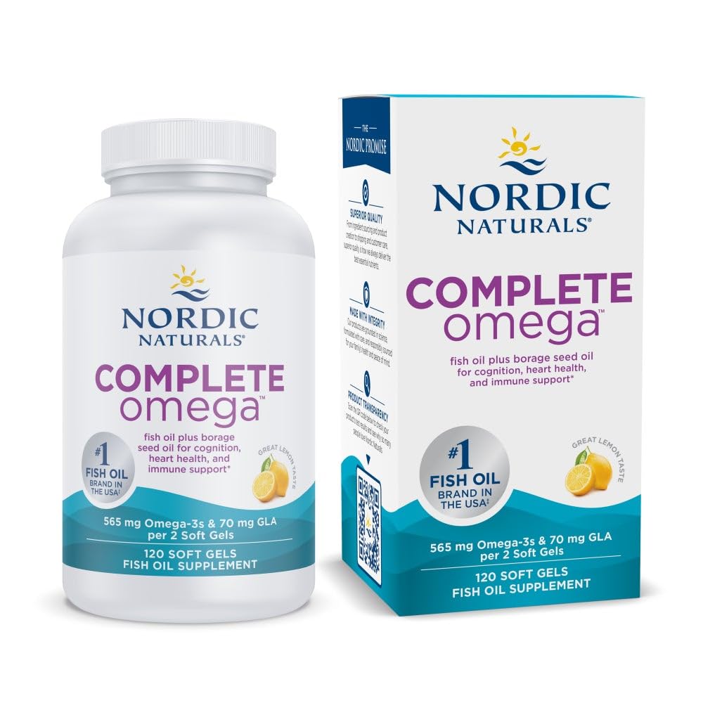 Nordic Naturals envase frontal Complete Omega-3 con beneficios de equilibrio de omegas