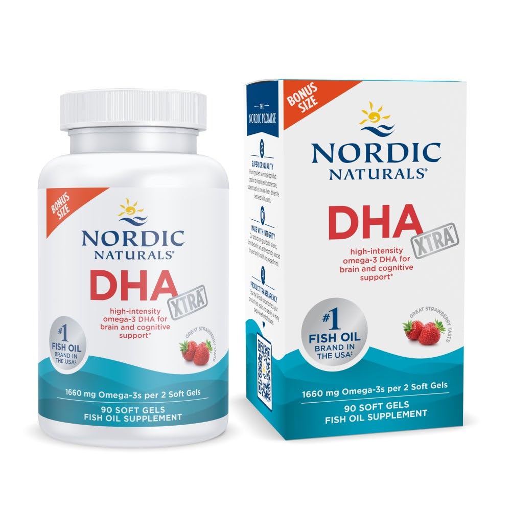 Nordic Naturals frasco frontal mostrando 90 cápsulas y beneficio de alta concentración