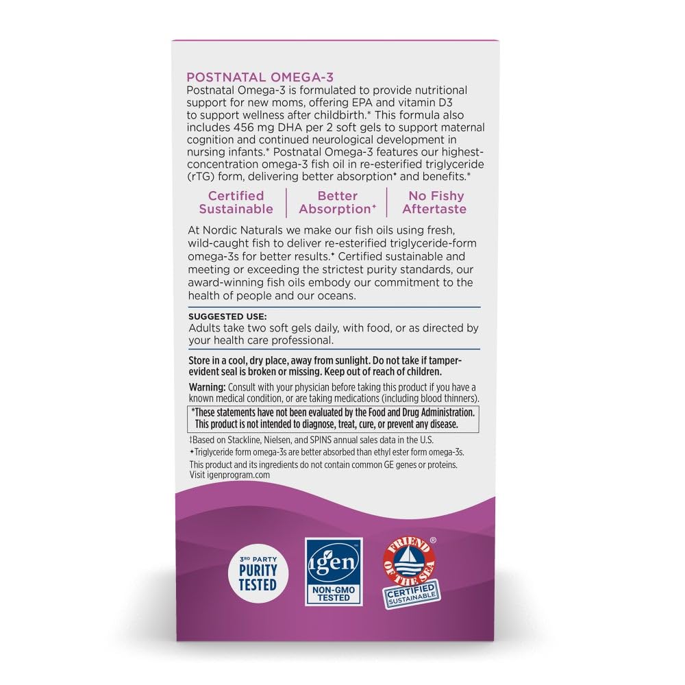 Nordic Naturals producto en escena con madre lactando sugiriendo apoyo postnatal