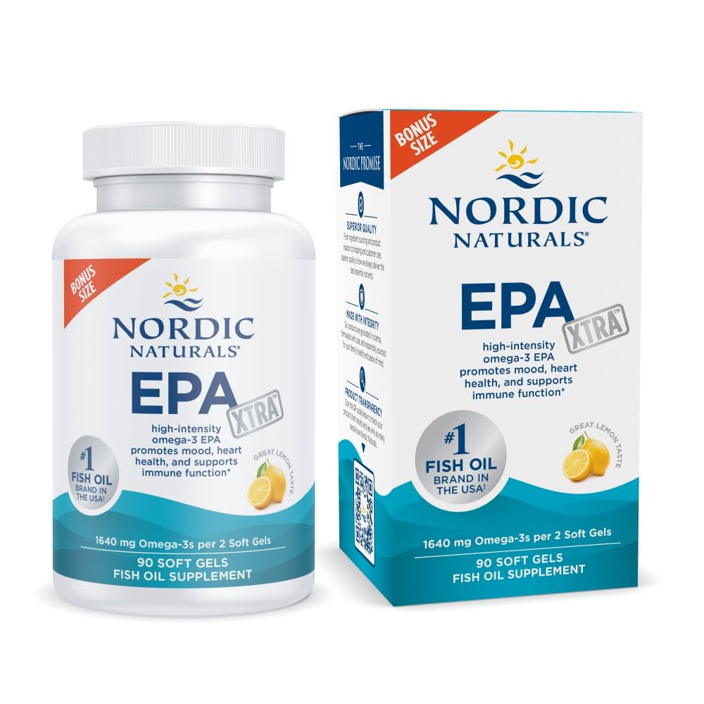 Nordic Naturals frasco frontal EPA Xtra limón, presentación clara y beneficio de alta potencia