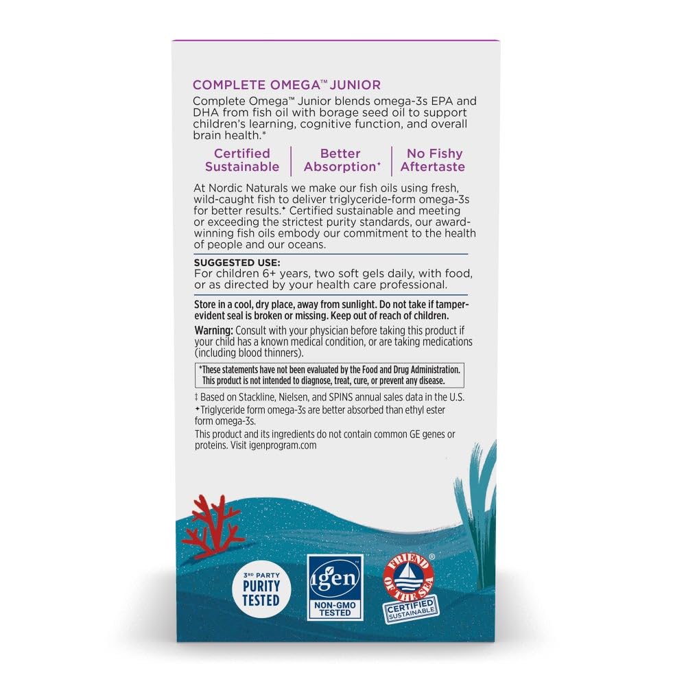 Nordic Naturals etiqueta nutricional enfocada en ingredientes y controles de pureza certificados