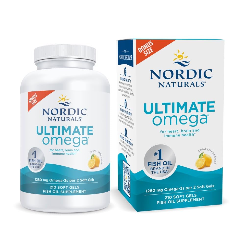Nordic Naturals frasco Ultimate Omega mostrando diseño y cantidad