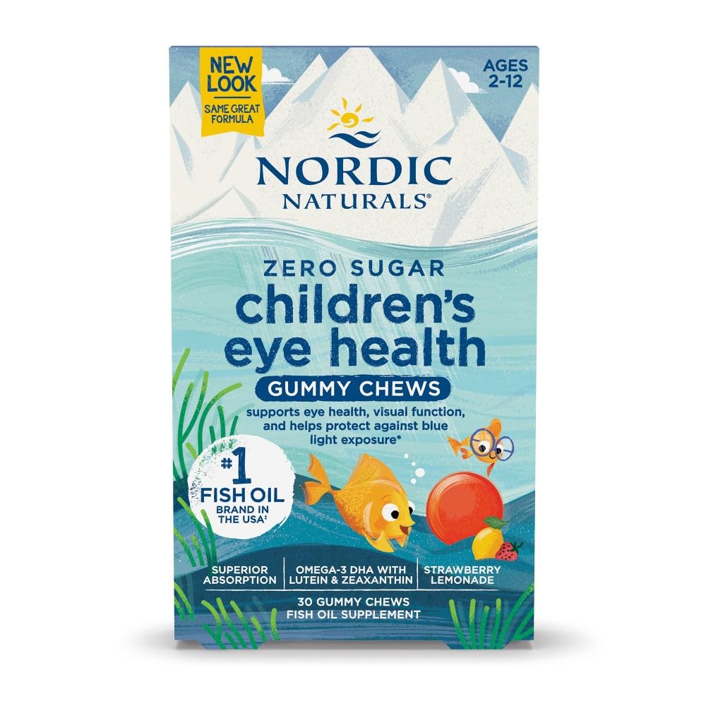 Nordic Naturals frente del empaque mostrando el sabor fresa-limonada y beneficios visuales