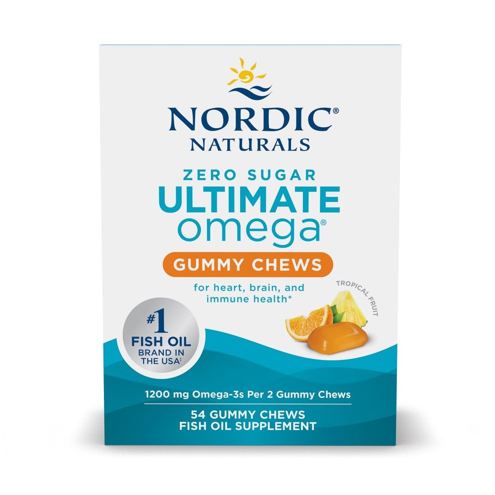 Nordic Naturals envase frontal mostrando beneficios omega‑3 y sin azúcar