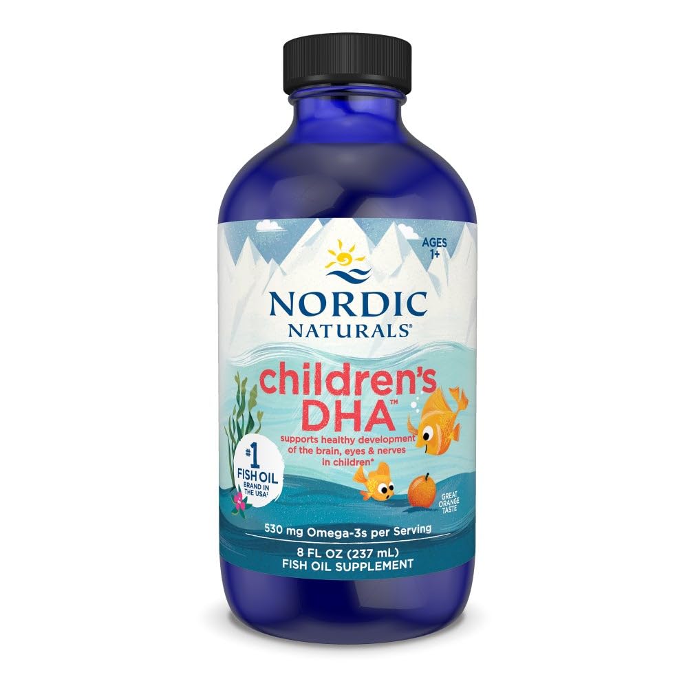 Nordic Naturals frente del envase mostrando sabor naranja y beneficios