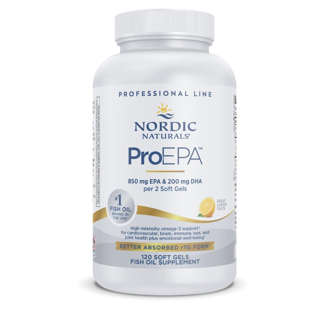 Nordic Naturals frente del envase mostrando 120 cápsulas y marca confiable