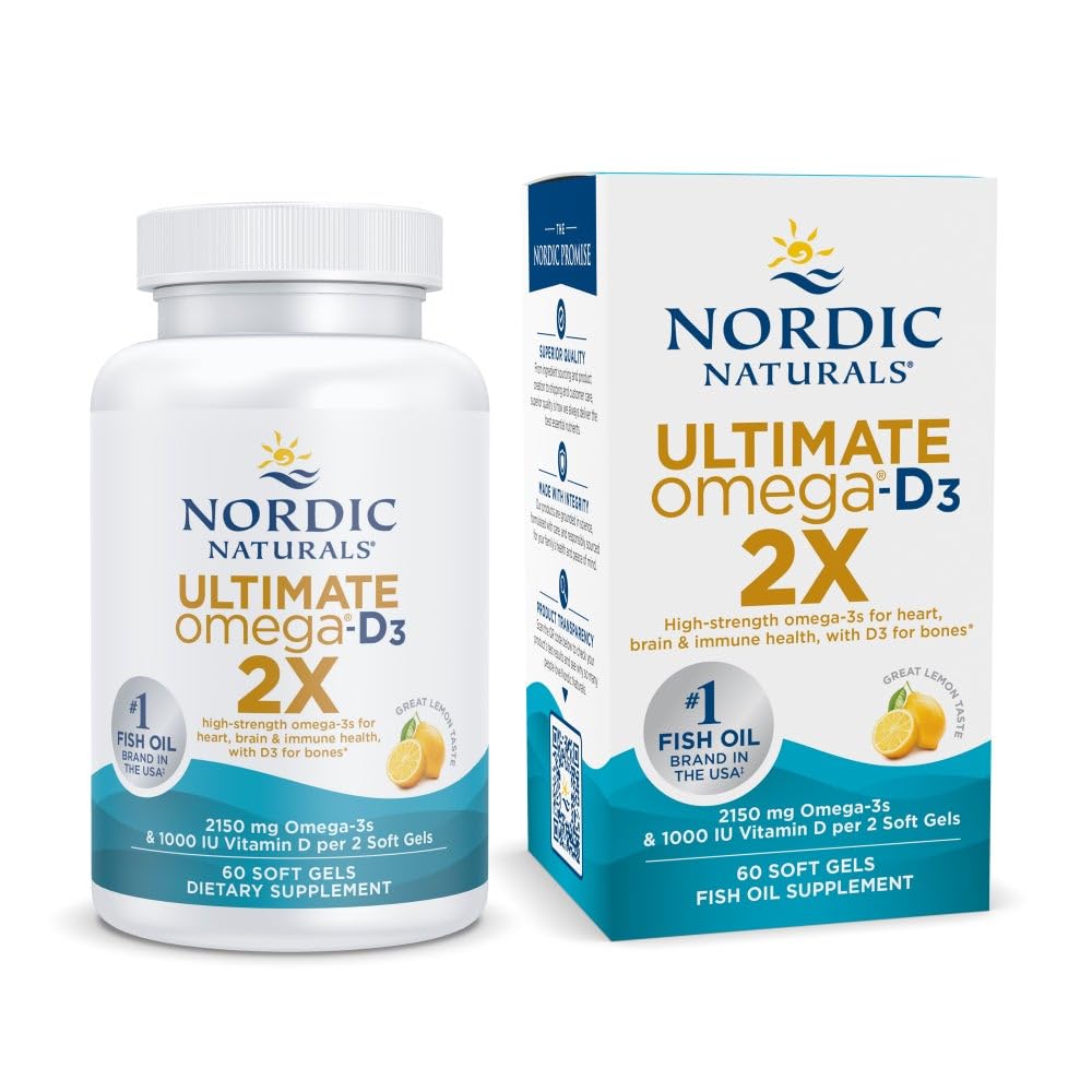 Nordic Naturals frente del envase mostrando cantidad y sabor limón, confianza en pureza
