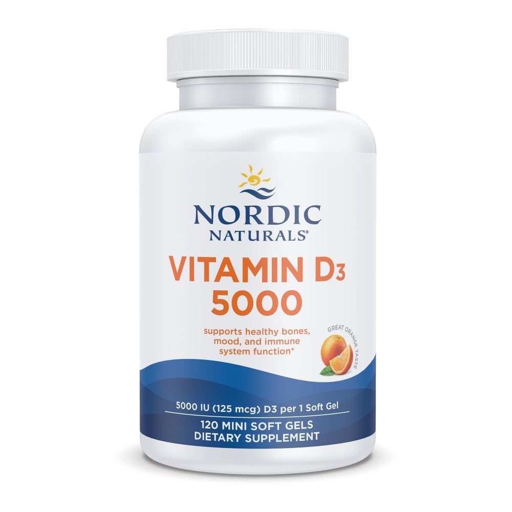 Nordic Naturals envase frontal mostrando 120 mini cápsulas y beneficio de pureza