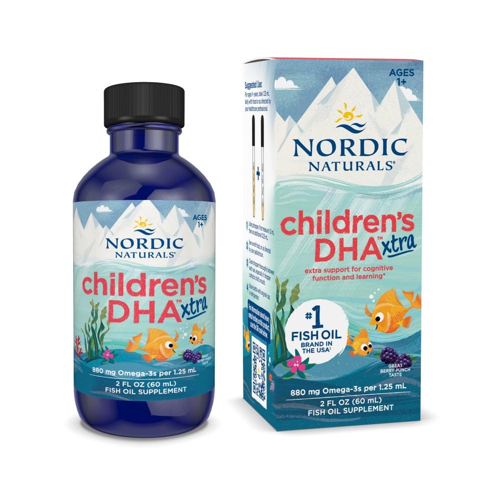 Nordic Naturals frontal del envase Children’s DHA Xtra con beneficio de aporte concentrado
