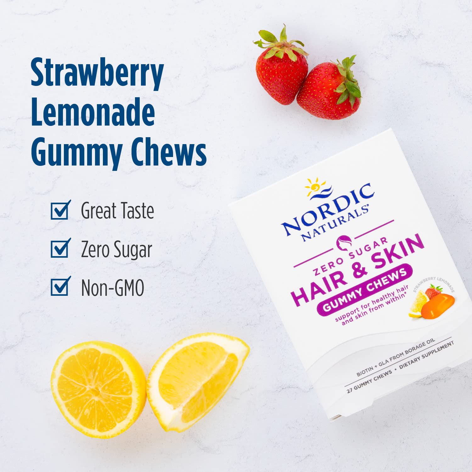 Nordic Naturals gomita de cerca textura limonada fresa aporta consumo cómodo