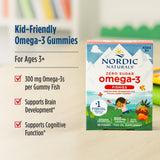 Nordic Naturals close-up de gomitas mostrando textura masticable y color atractivo