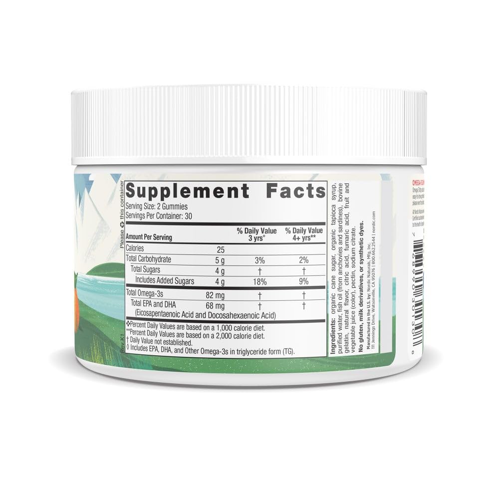 Nordic Naturals primer plano de textura de las gomitas, destacando la masticabilidad y sabor