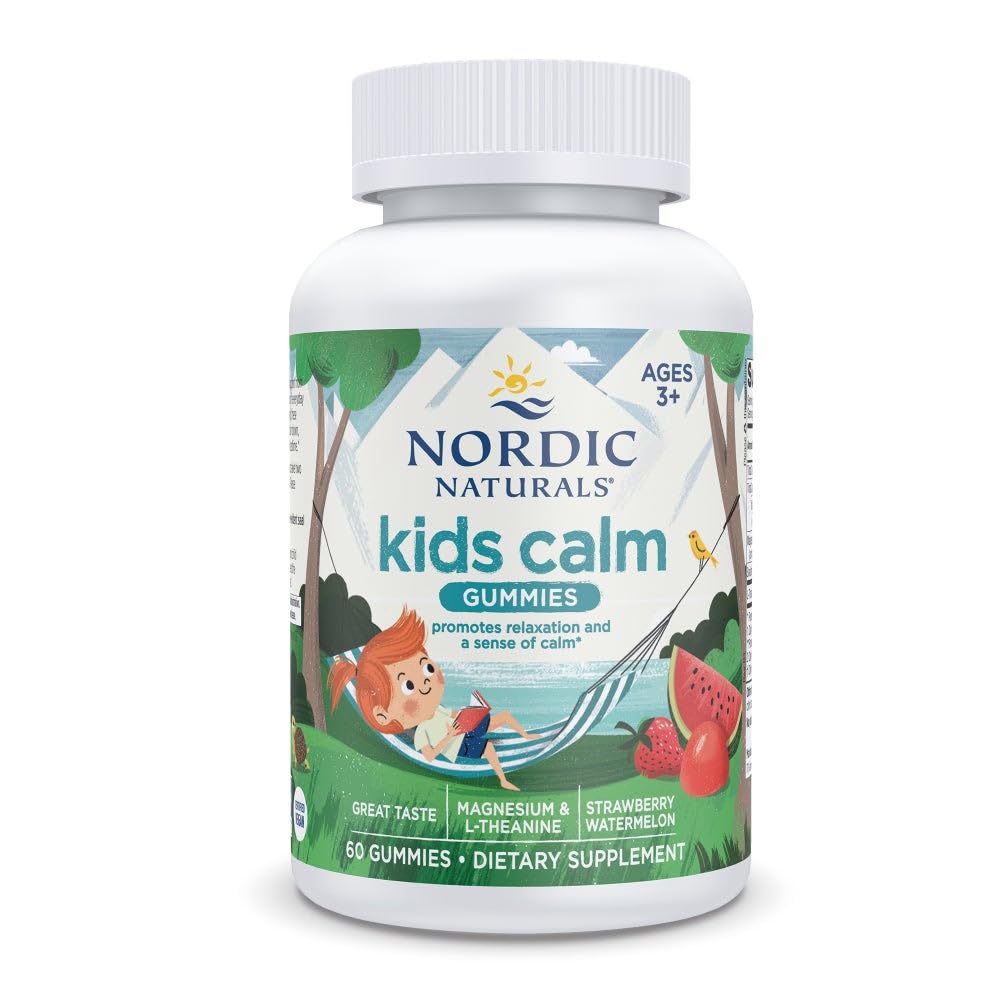 Nordic Naturals empaque frontal de Kids Calm con información y beneficios visibles