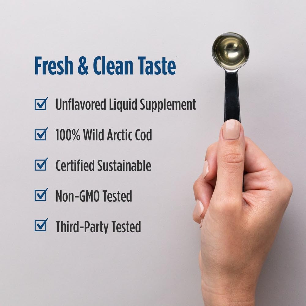 Nordic Naturals cucharita con dosis, demostrando tamaño y facilidad de uso