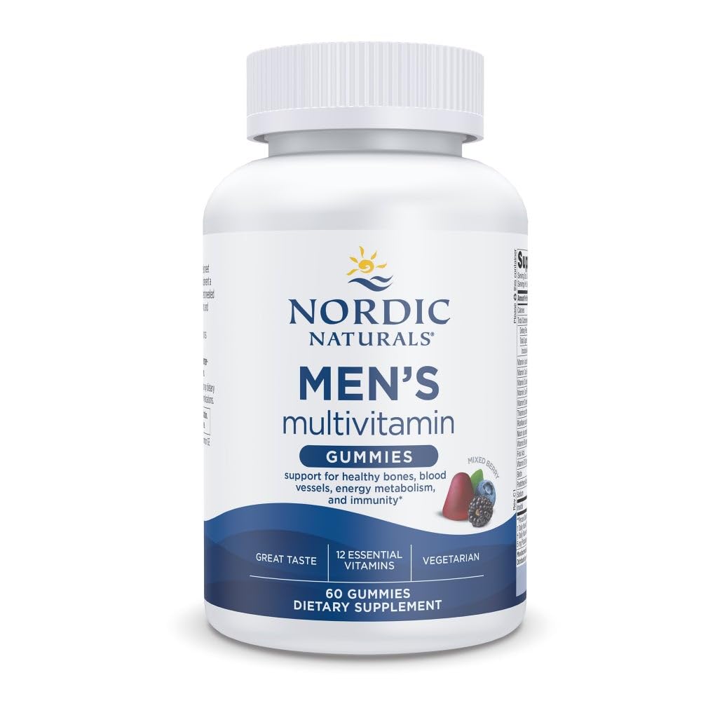 Nordic Naturals frasco frontal con gominolas multivitamínicas y beneficios de conveniencia