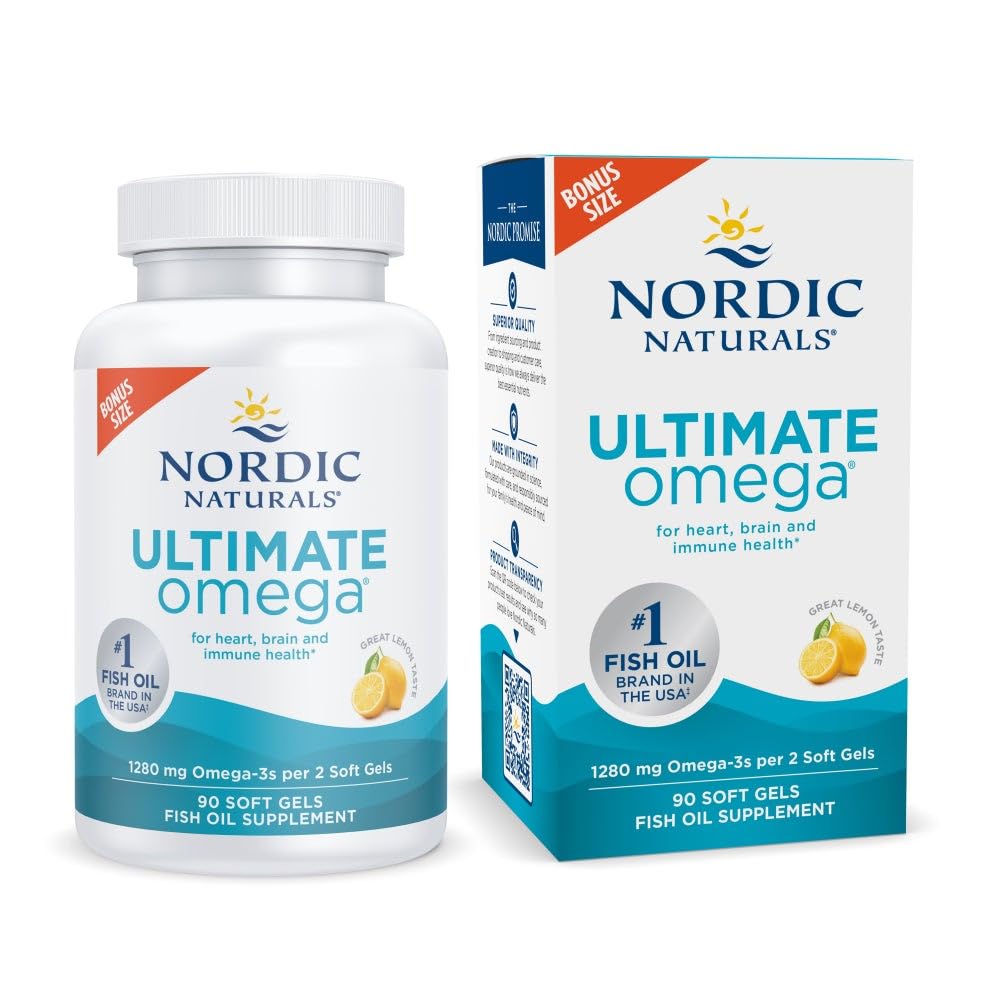 Nordic Naturals envase frontal mostrando 90 cápsulas y sello de pureza