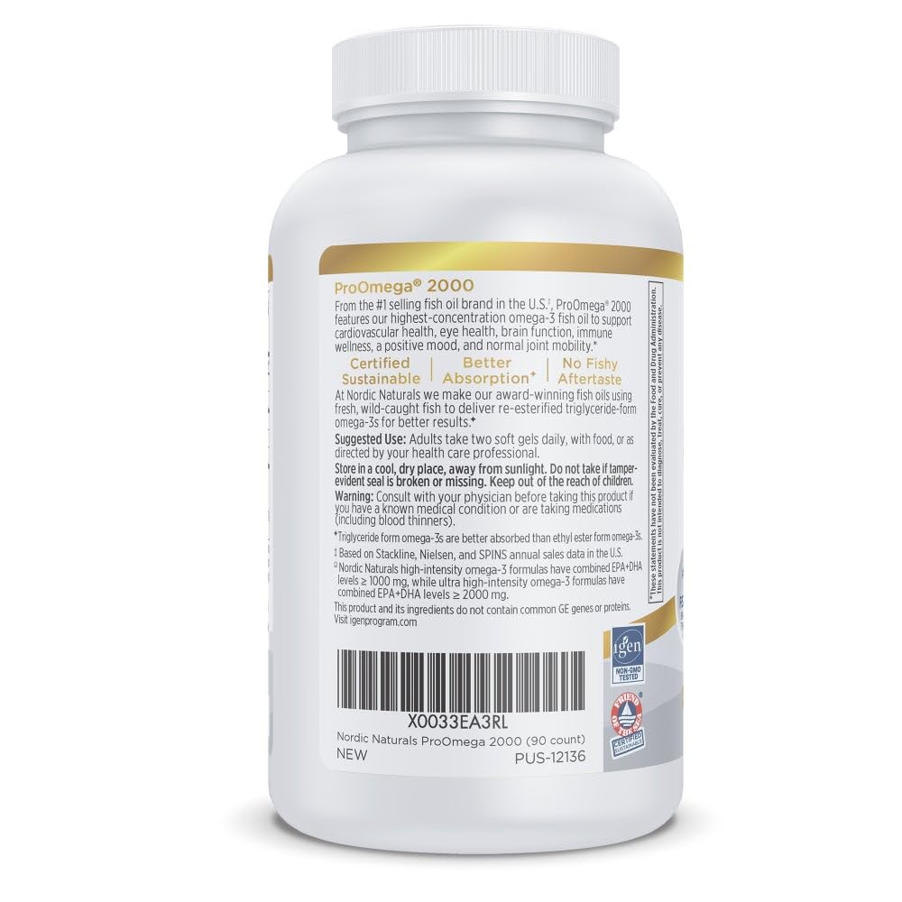 Nordic Naturals etiqueta con lista de ingredientes y datos de pureza
