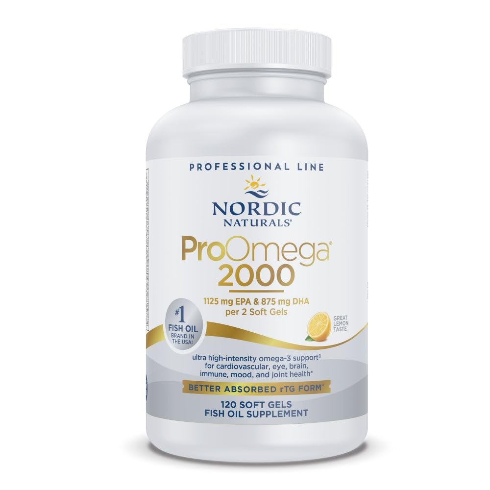 Nordic Naturals envase frontal ProOmega 2000 mostrando capacidad y sabor limón