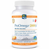 Nordic Naturals frasco frontal que muestra nombre y sabor fresa, conveniencia visual