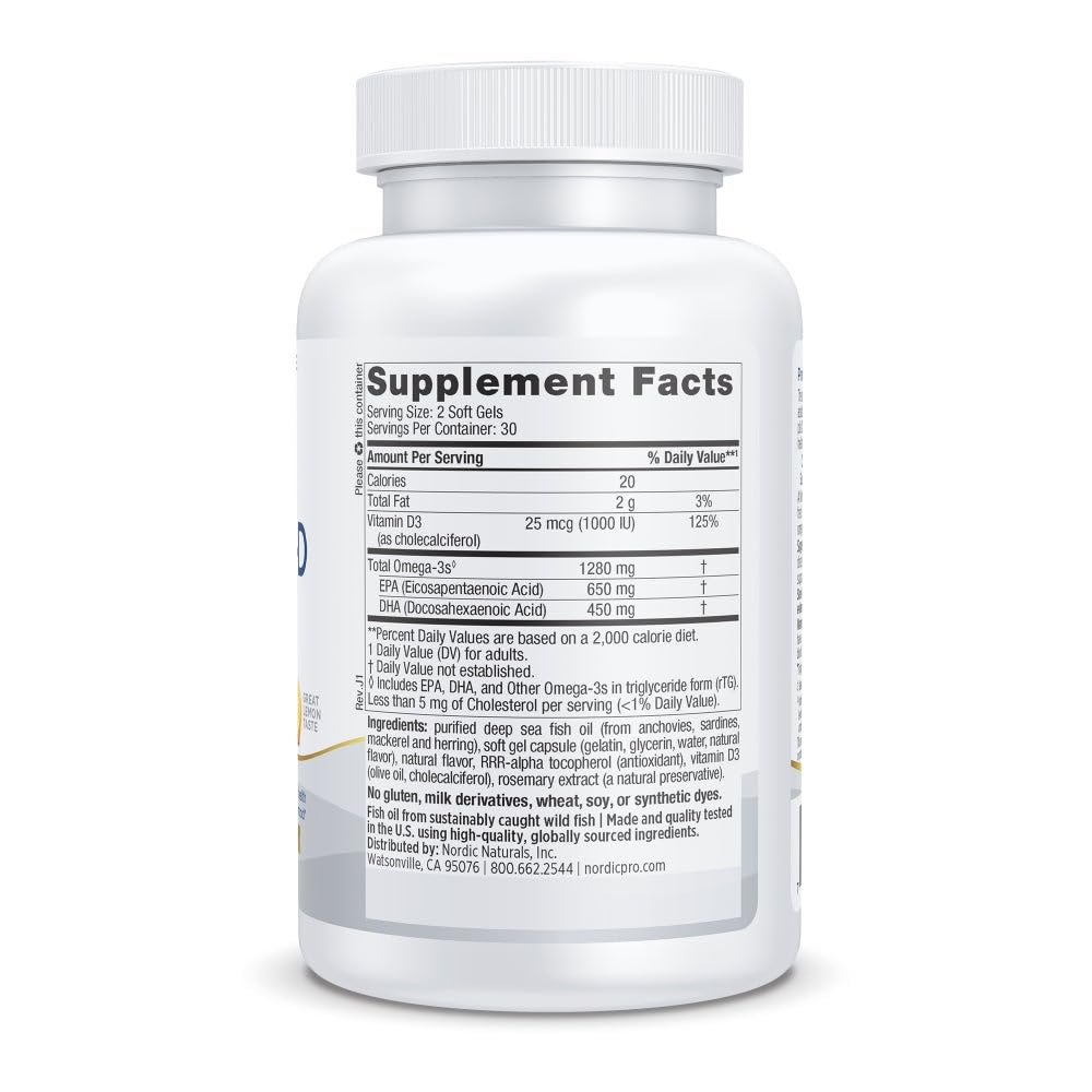 Nordic Naturals cápsula blanda en primer plano, fácil de tragar y sin regusto