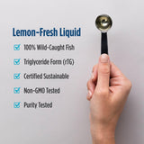 Nordic Naturals gota de aceite mostrando textura y aspecto limpio