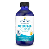 Nordic Naturals envase Ultimate Omega Liquid mostrando el frente y beneficios