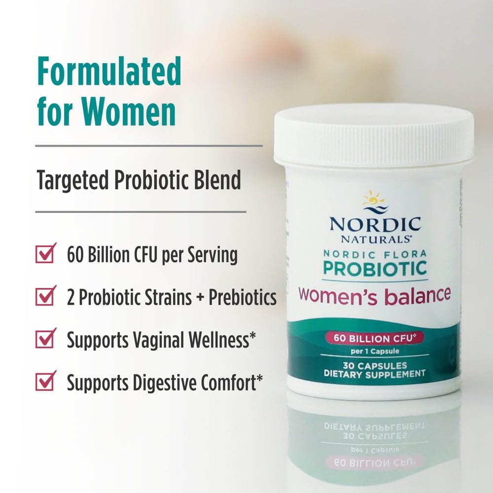 Nordic Naturals mujer tomando cápsula que muestra conveniencia diaria