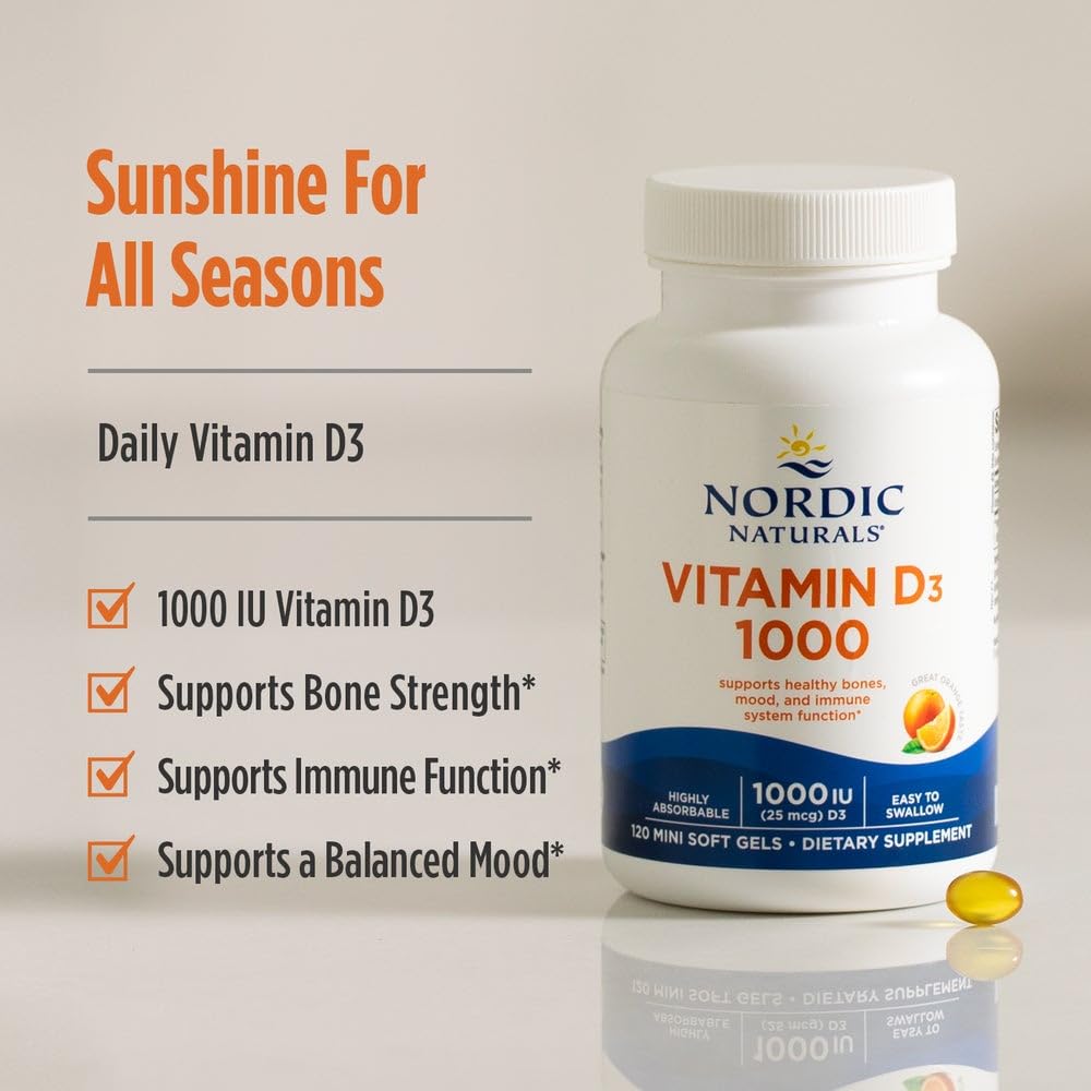 Nordic Naturals cápsula blanda naranja mini, textura brillante y apetecible