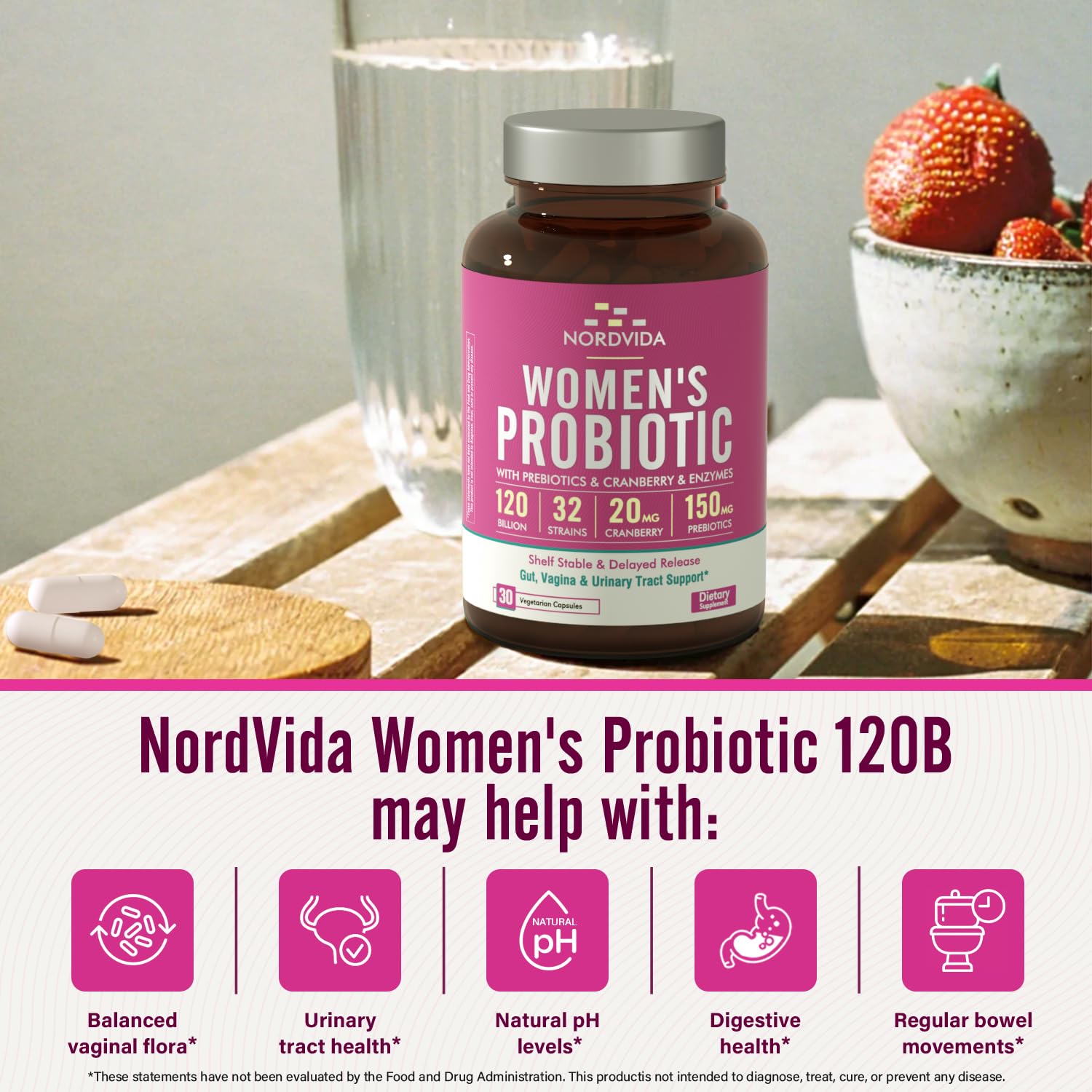 Nordvida ingredientes: arándano y prebióticos para salud urinaria
