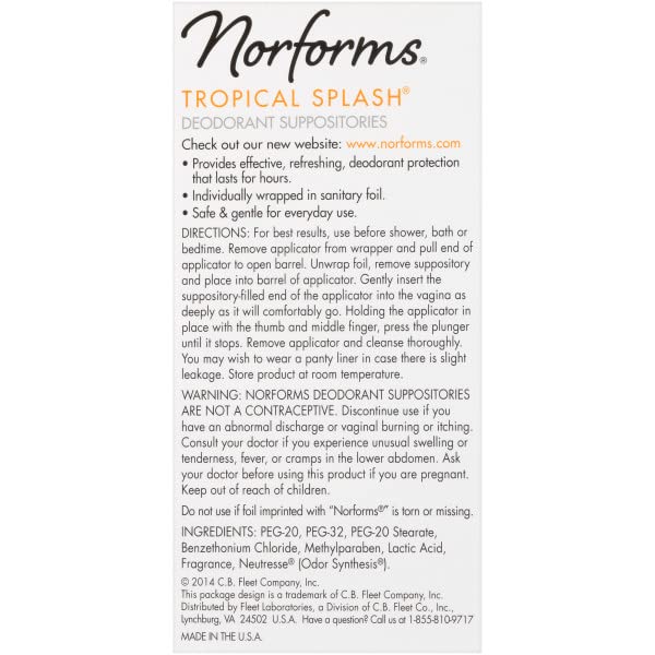 Norforms supositorio textura cercana que sugiere inserción cómoda y control de olor