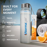 NormaLyte en botella de deporte durante ejercicio para hidratación práctica