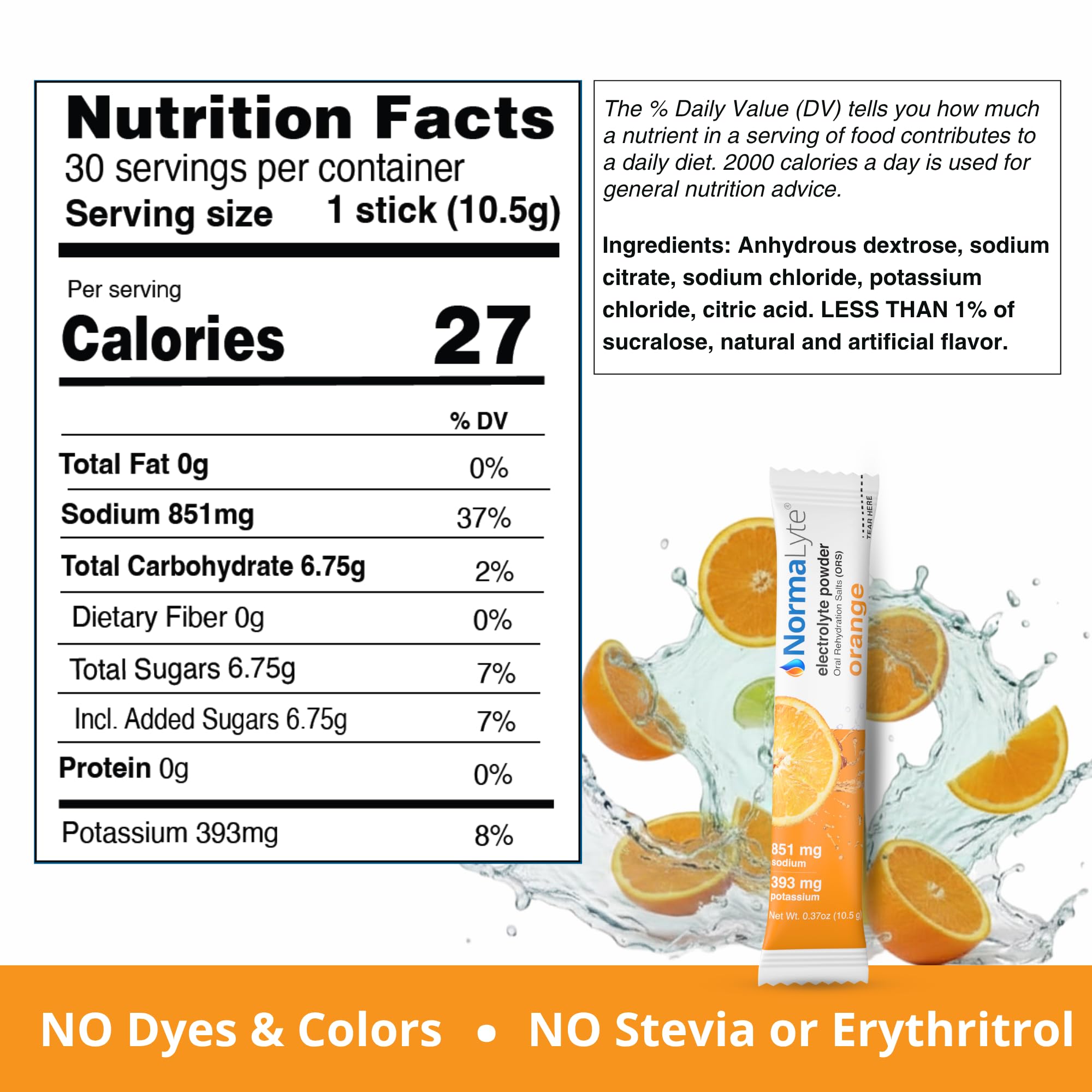 NormaLyte sobre abierto con polvo naranja y textura visible para mezcla rápida