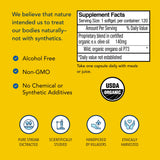 NORTH AMERICAN HERB & SPICE etiqueta con lista de ingredientes y sello orgánico claro