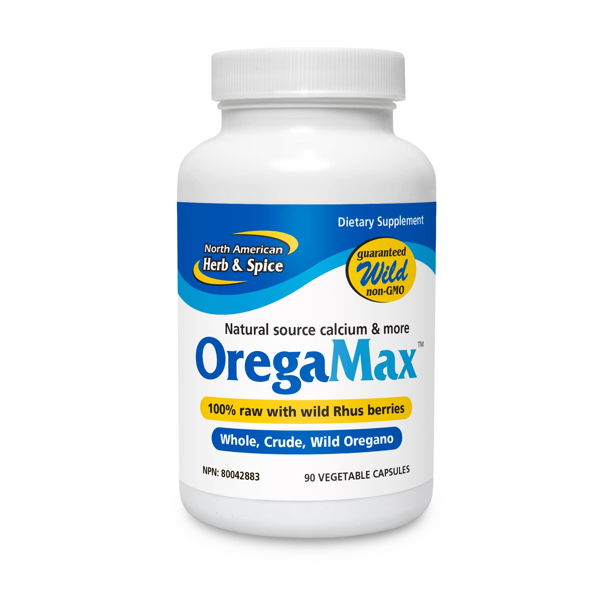 NORTH AMERICAN HERB & SPICE empaque frontal mostrando OregaMax y beneficios