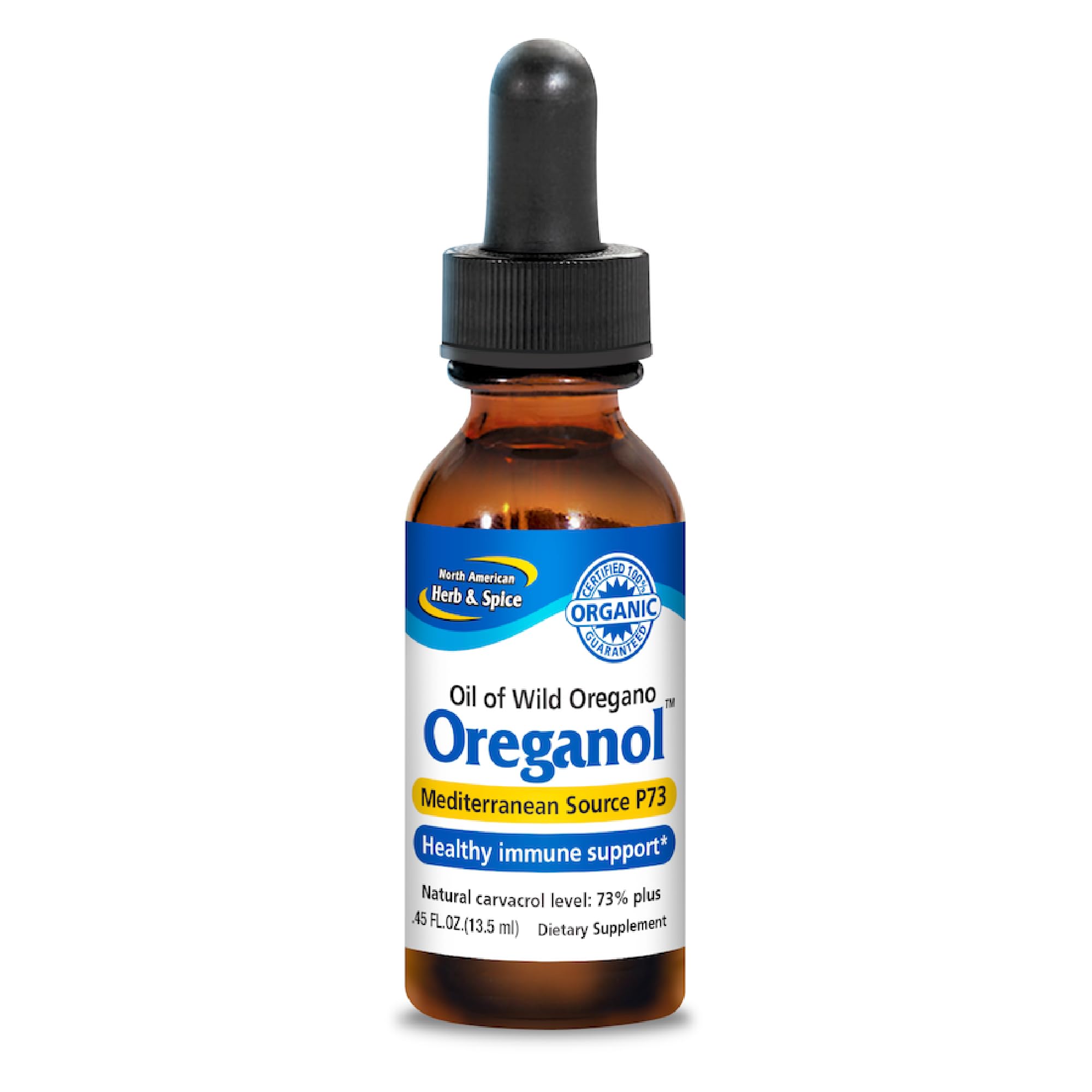 NORTH AMERICAN HERB & SPICE frasco frontal mostrando producto orgánico y compacto