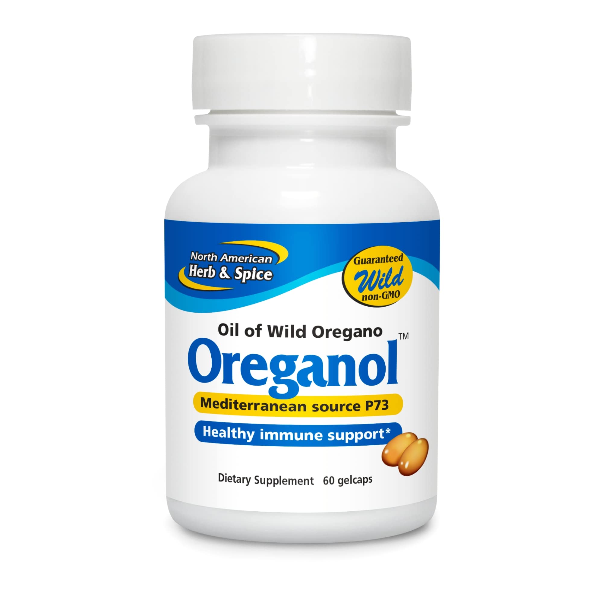 NORTH AMERICAN HERB & SPICE envase frontal Oreganol P73, presentación clara y práctica