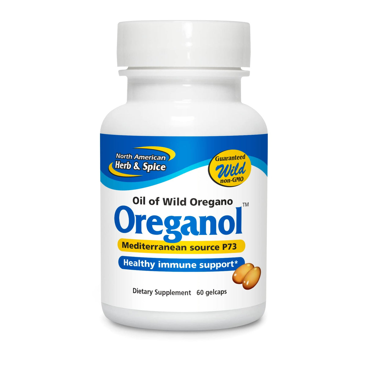 NORTH AMERICAN HERB & SPICE envase frontal Oreganol P73, presentación clara y práctica