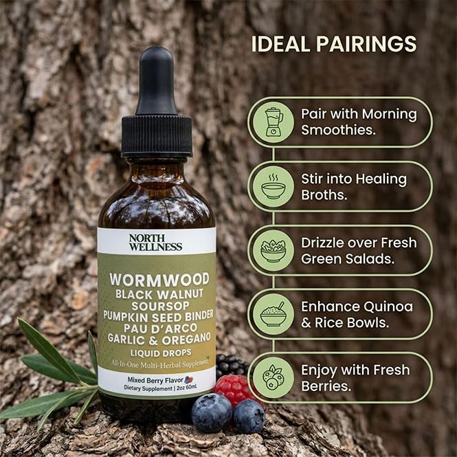 North Wellness etiqueta con lista de ingredientes y guía de uso visible