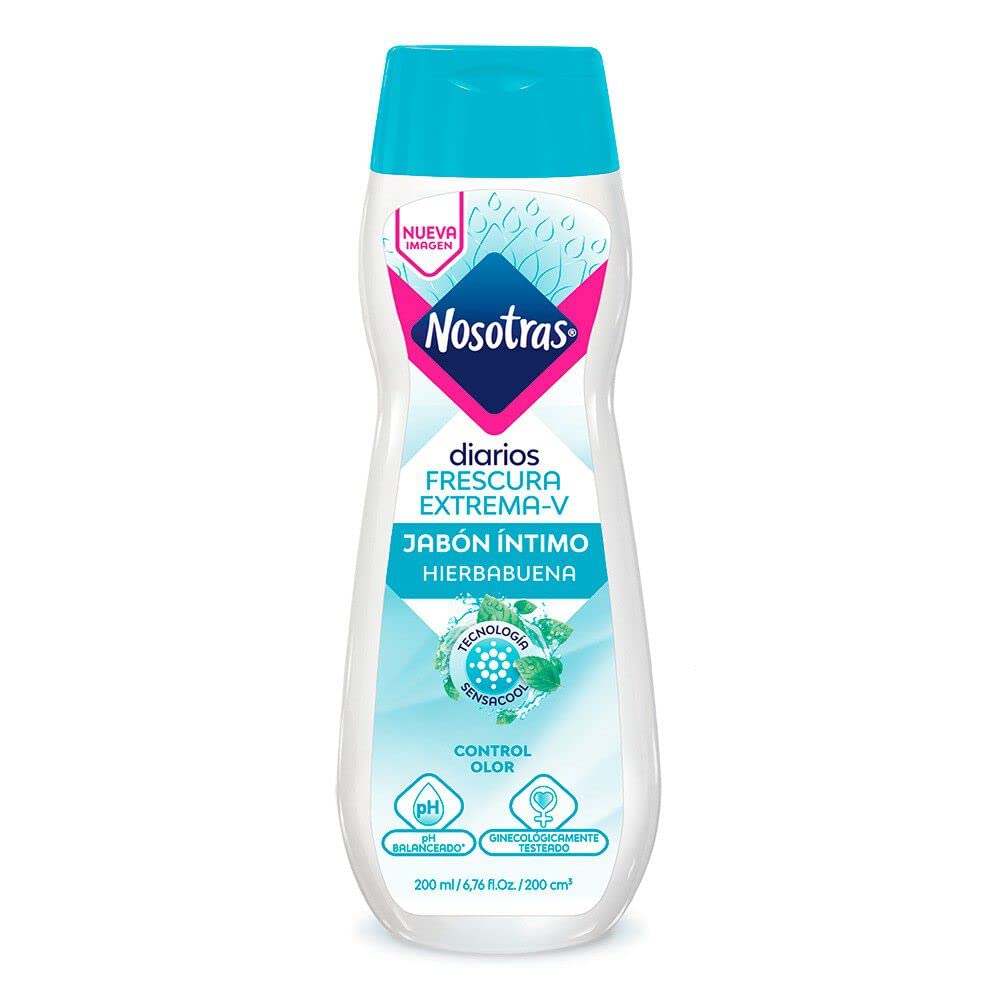 Nosotras envase frontal 200 ml mostrando etiqueta y frescura de hierbabuena