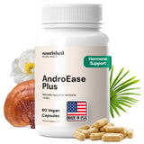 Nourished AndroEase Plus frente del empaque muestra uso vegano y confianza
