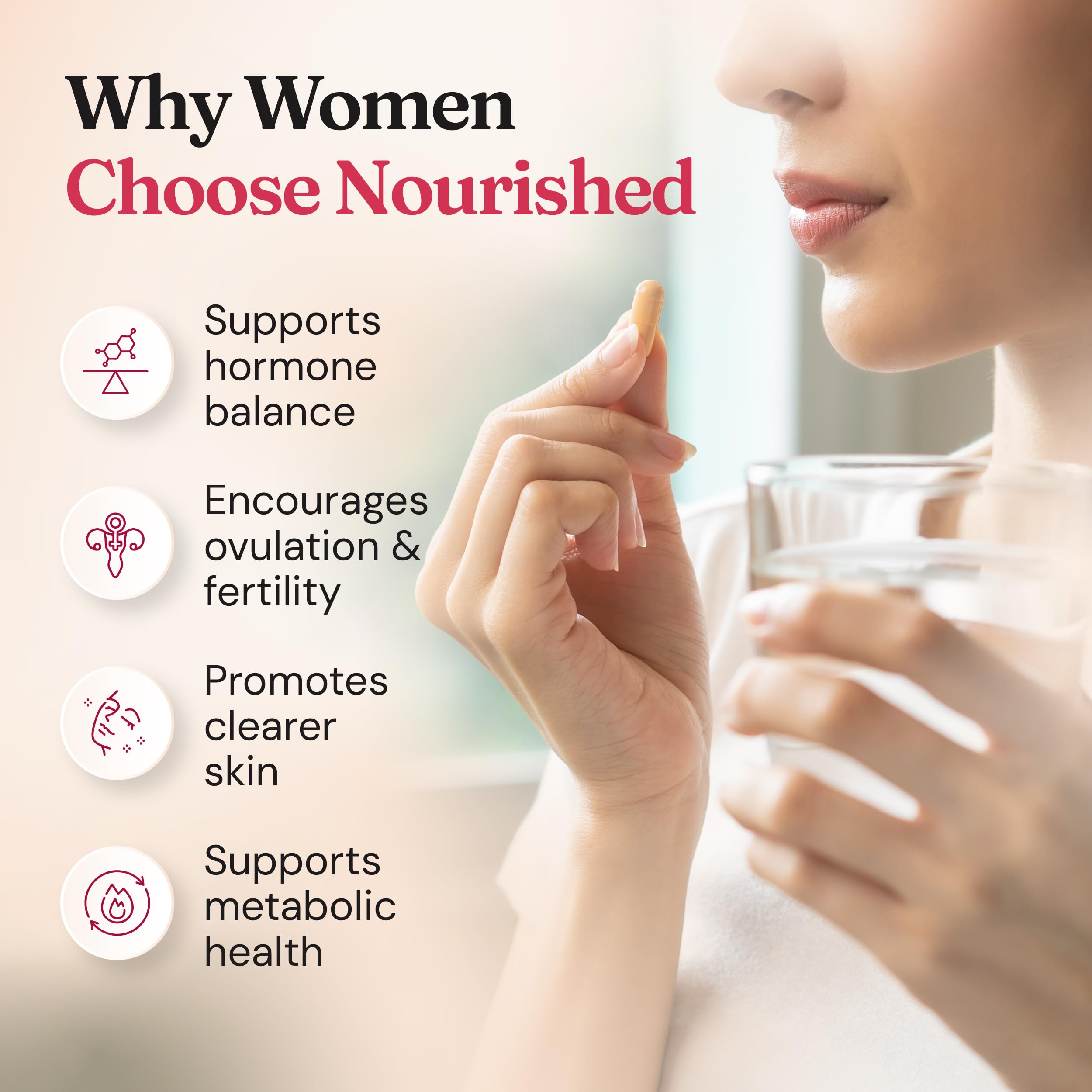 Nourished producto junto a rutina de cuidado facial para apoyo a la piel