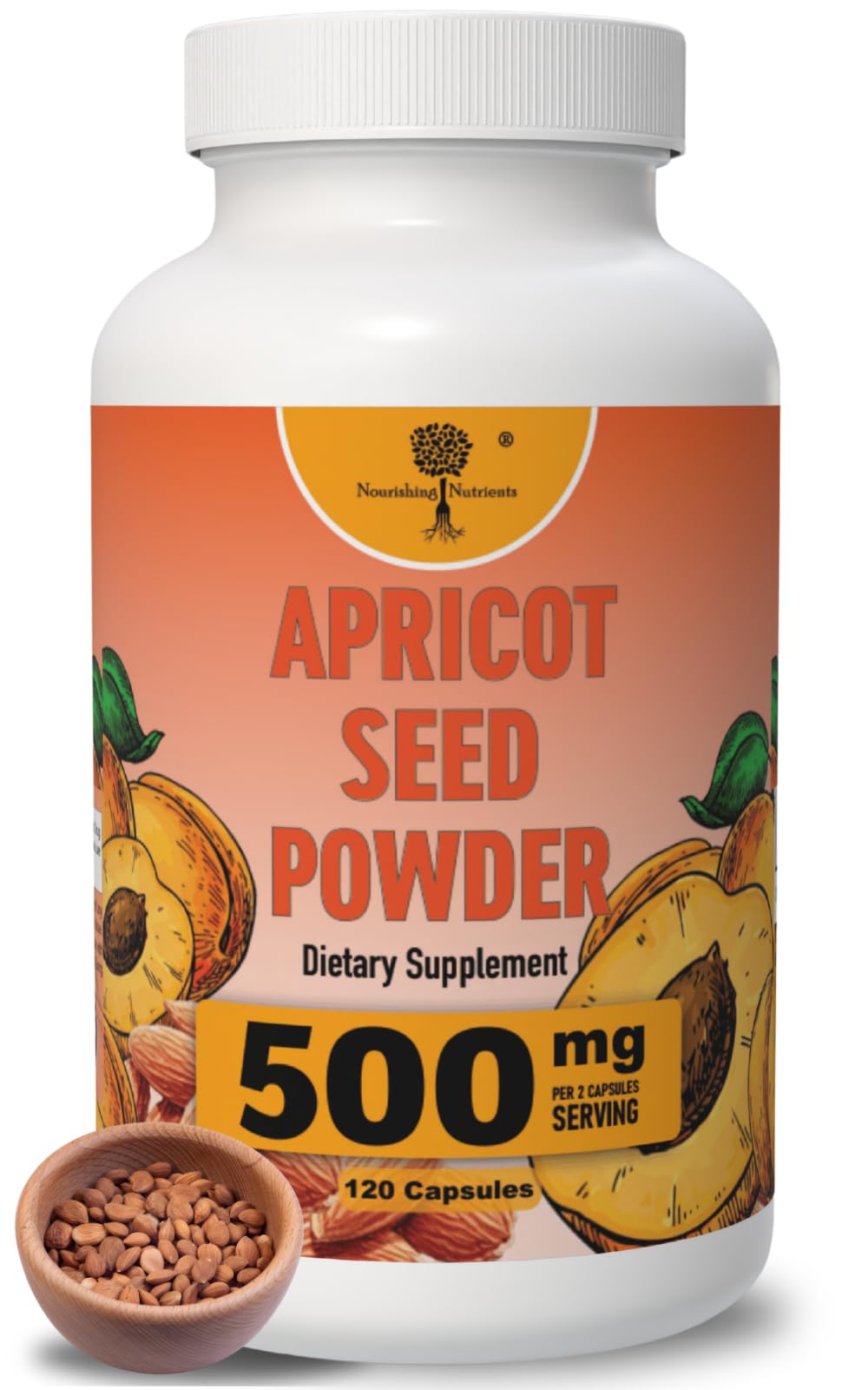 Nourishing Nutrients frasco delantero mostrando 120 cápsulas y sello orgánico